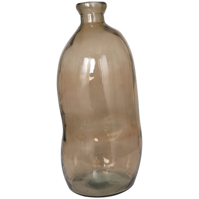 Handcrafted Round Brown Glass Floor Vase