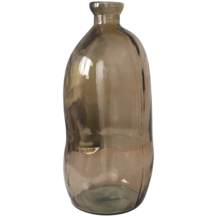 Handcrafted Round Brown Glass Floor Vase