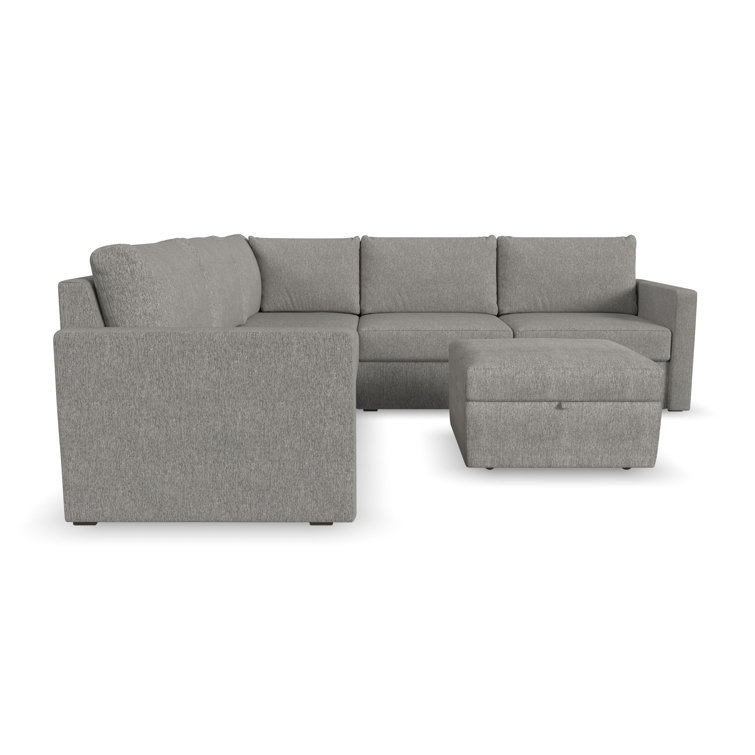 Pebble Dark Gray Fabric Sectional with Storage Ottoman and Track Arm
