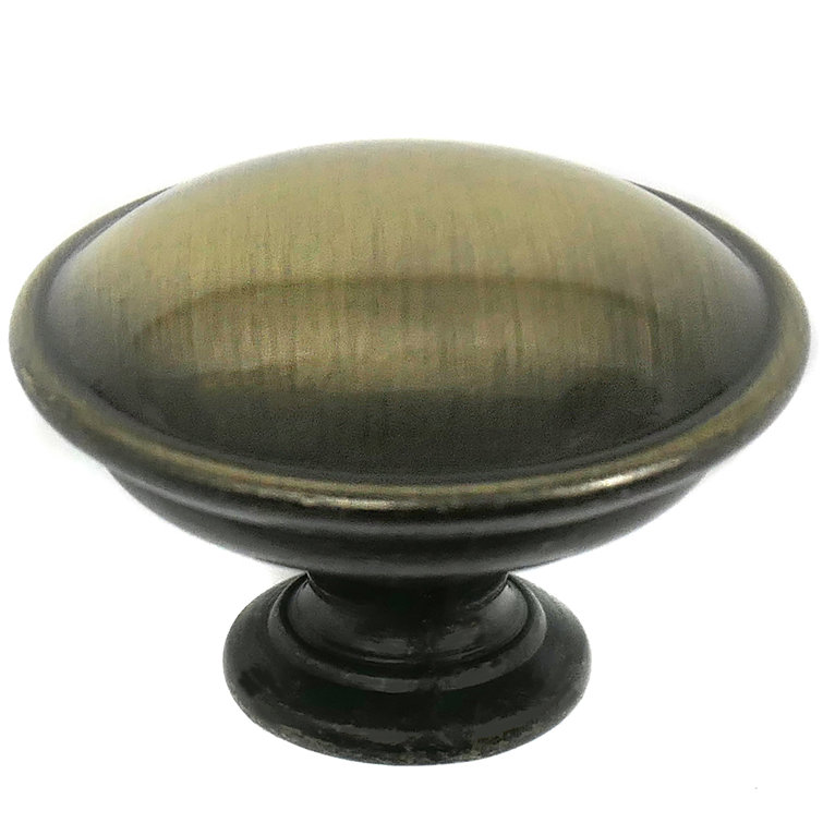 Antique Brass Round Mushroom Cabinet Knob with Mounting Hardware