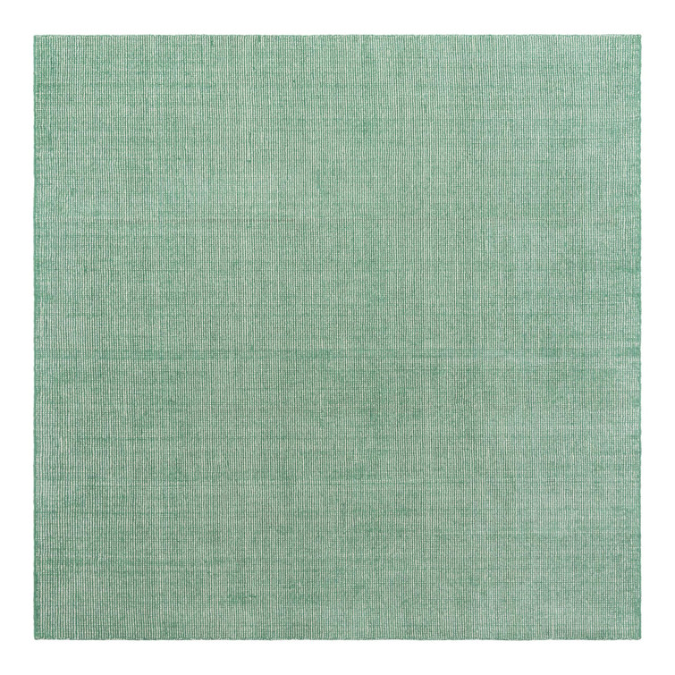 Hand-Knotted Green Wool Square Indoor Area Rug