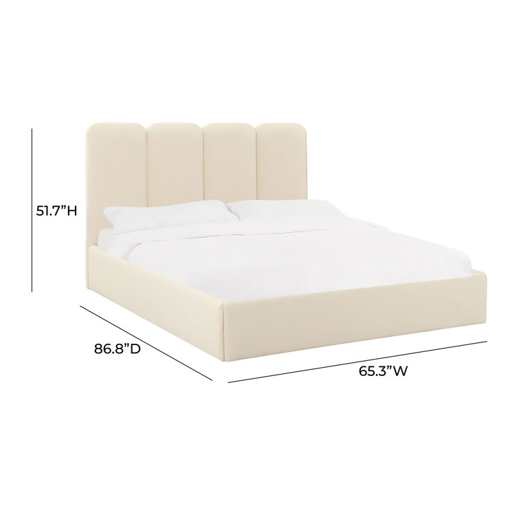 Cream Velvet Upholstered Queen Bed with Headboard