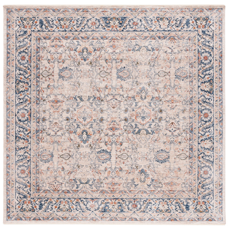 Ivory Elegance 84'' Square Hand-Knotted Synthetic Area Rug
