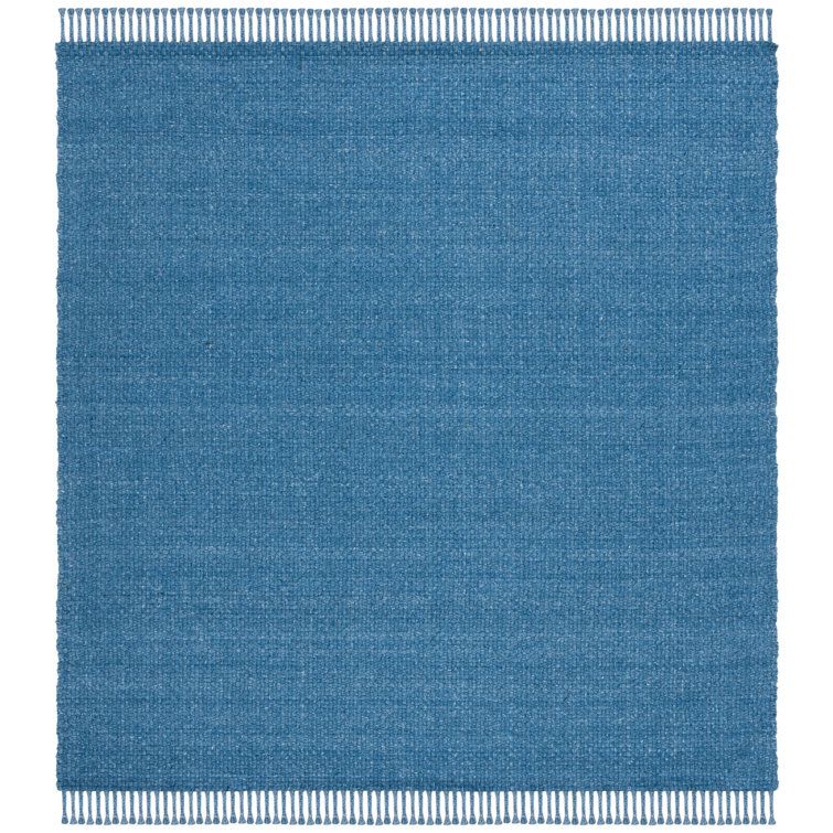 Amalie Hand-Woven Soft Wool Square Blue Area Rug, 7' x 7'