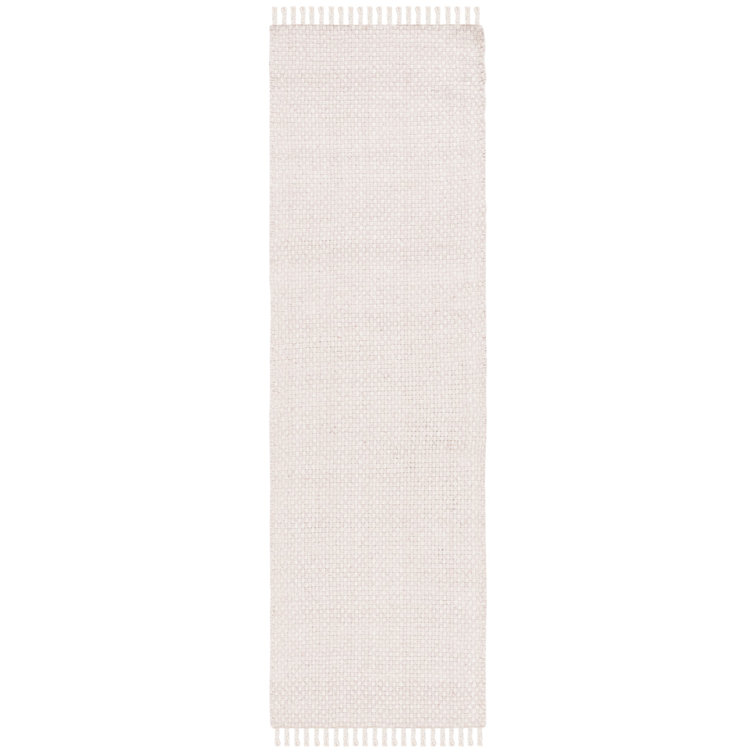 Amalie LRL6350C Handmade Bone and Wool 2'6" x 8' Runner Rug - White