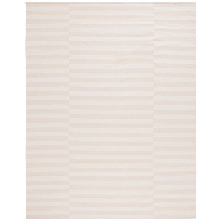 Alabaster Stripe Flat Woven Cotton 8' x 10' Area Rug