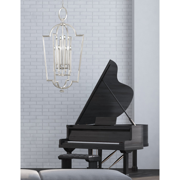 Elegant Allegretto Gold Leaf 8-Light Lantern LED Chandelier