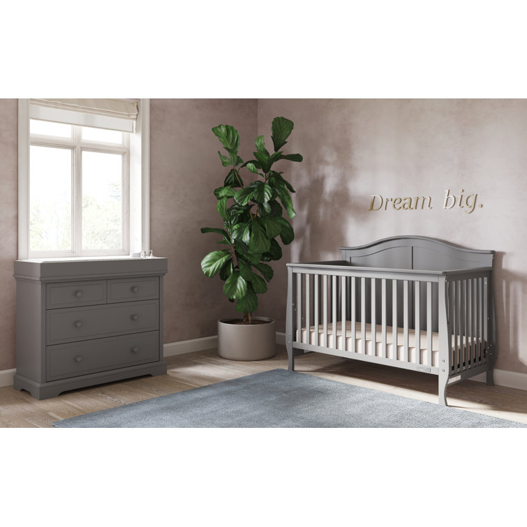 Camden Cool Gray Convertible 4-in-1 Crib with Steel Support
