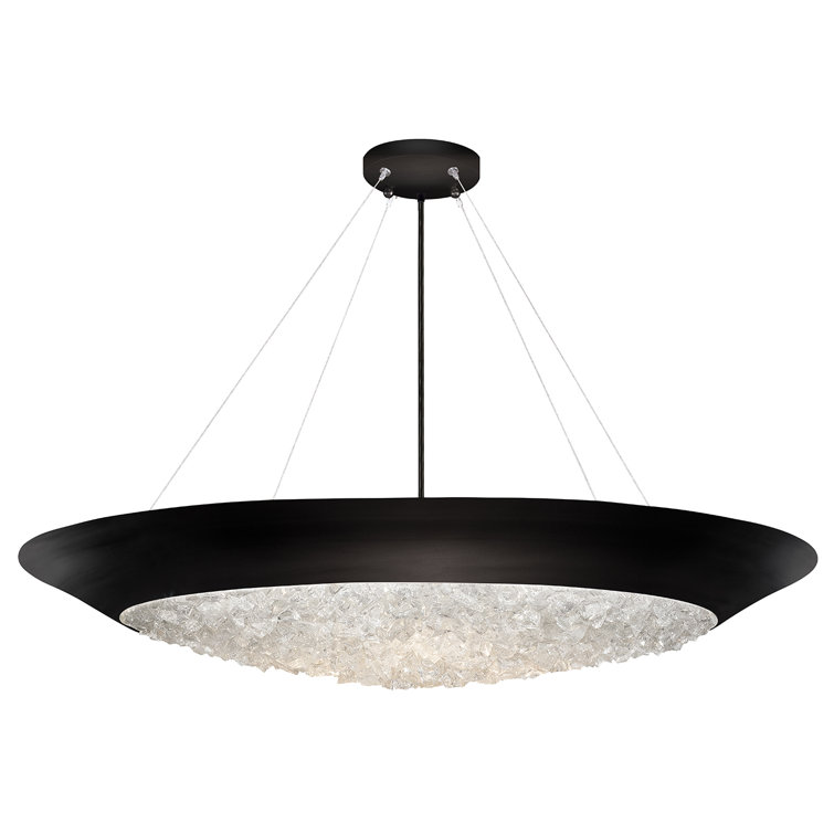 Lunar Radiance Crystal & Silver Leaf LED Pendant Light
