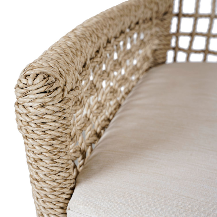 Brisbane Coastal Brown Wicker and Metal Counter Stool with Cushion