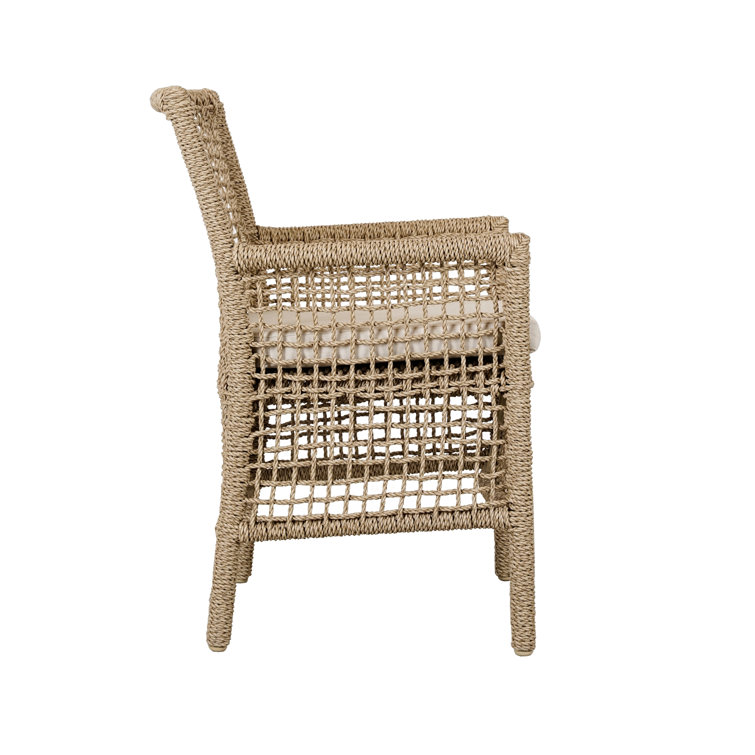 Natural Woven Hyacinth and Aluminum Dining Chair