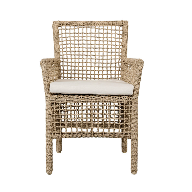 Natural Woven Hyacinth and Aluminum Dining Chair