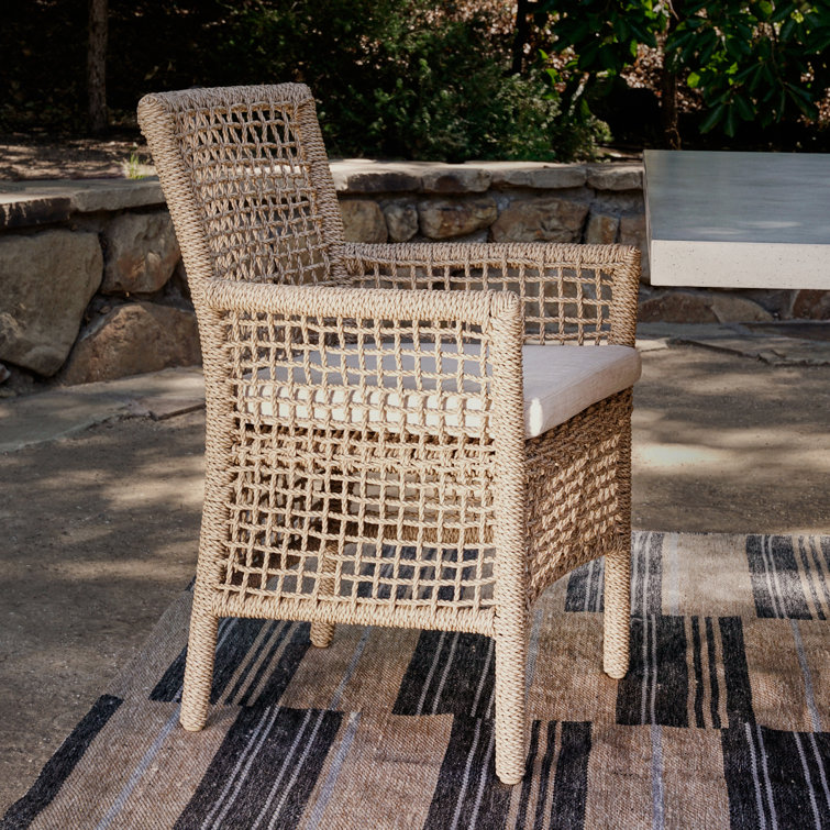Natural Woven Hyacinth and Aluminum Dining Chair