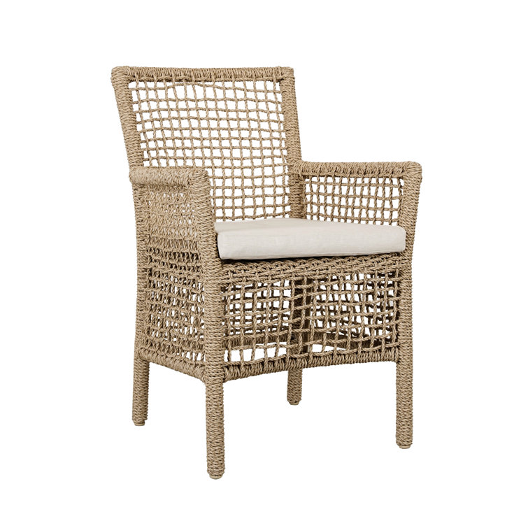 Natural Woven Hyacinth and Aluminum Dining Chair