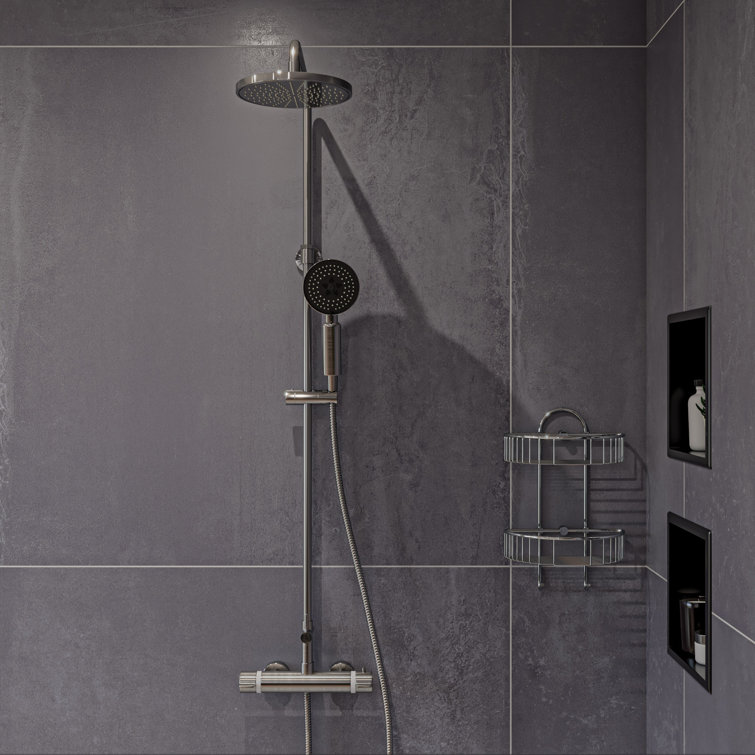 Brushed Nickel Adjustable Height Rain Shower System