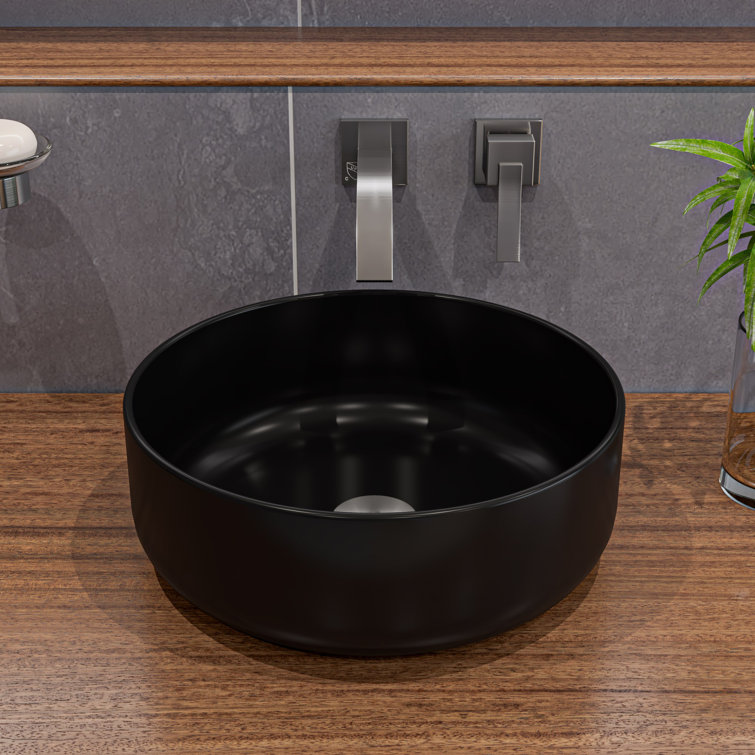 Black Matte Round Ceramic Above Mount Bathroom Sink