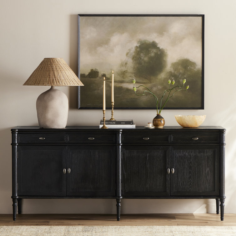 Susie 78.75'' Distressed Black Solid Oak Sideboard