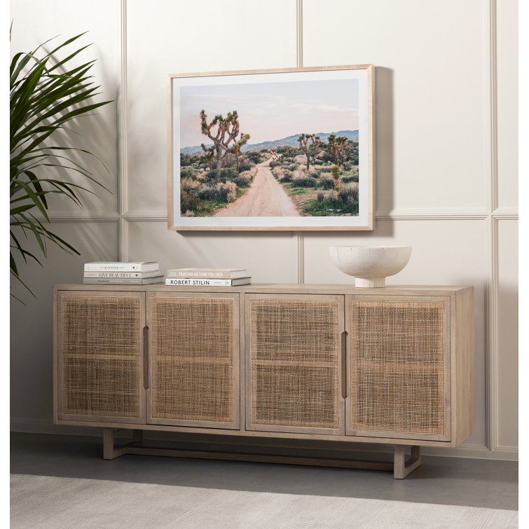 White Wash Mango Wood 72'' Sideboard with Natural Paneling