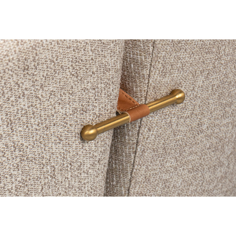 Bronson Beige Linen and Leather Swivel Barrel Chair