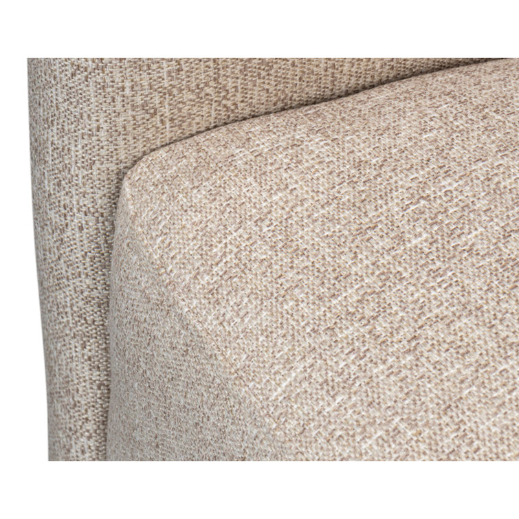Bronson Beige Linen and Leather Swivel Barrel Chair