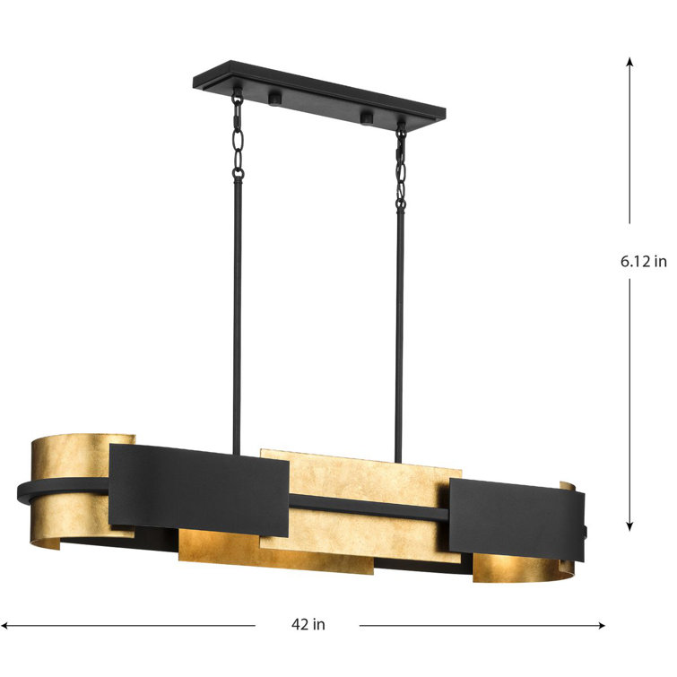 Lowery Black and Gold 4-Light Linear Chandelier