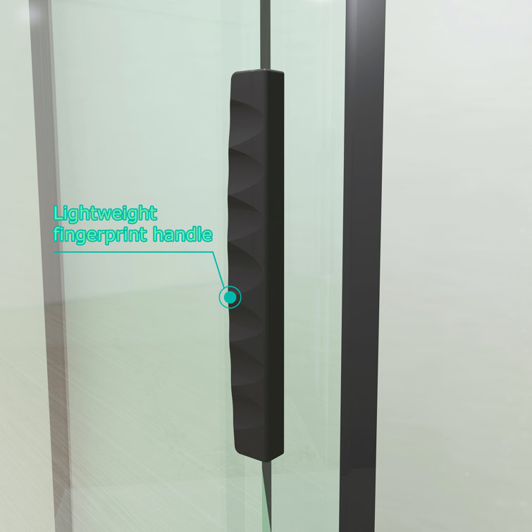 51'' Black Aluminum Frameless Folding Tub Door with Clear Tempered Glass