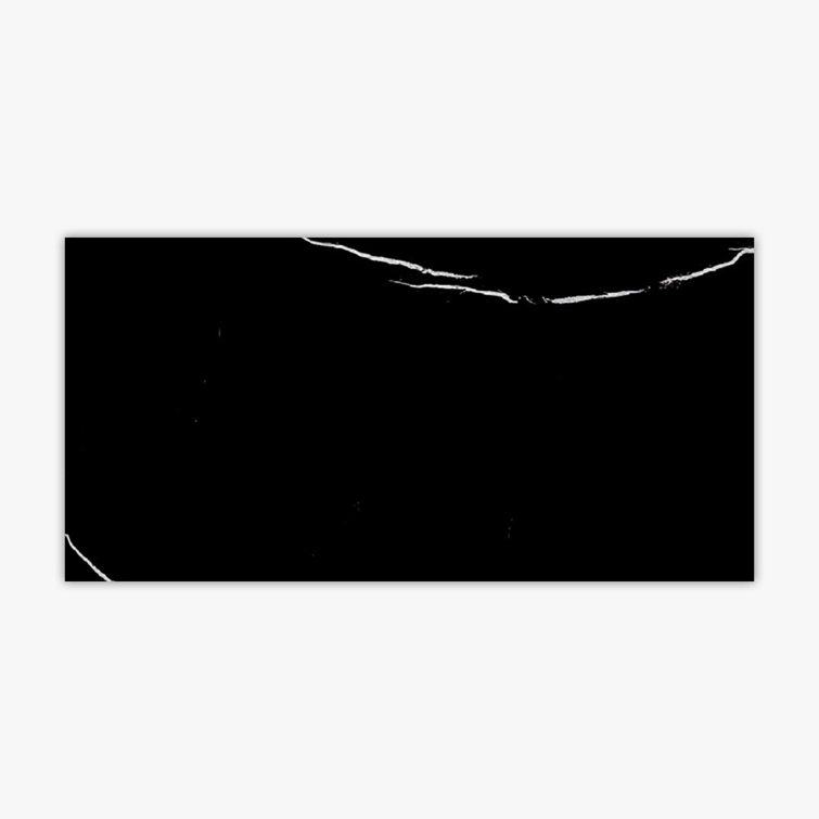 12" x 24" Black Polished Porcelain Stone Look Tile
