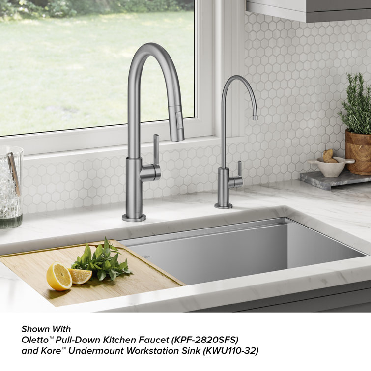 Spot-Free Stainless Steel High-Arc Water Filter Faucet