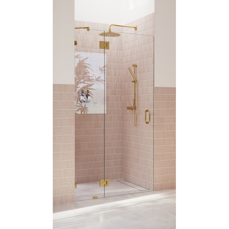 Halo 78" Frameless Glass Shower Door with Polished Brass Hardware