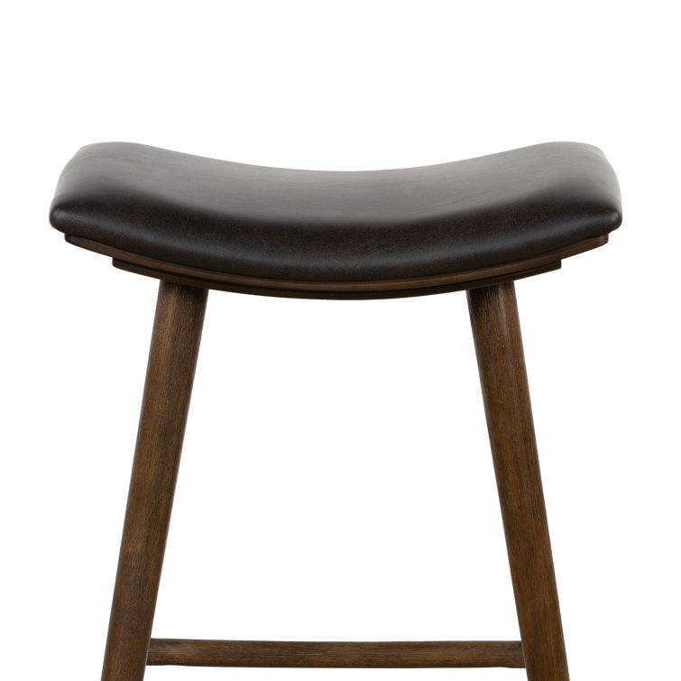 Ashland 26'' Ash Black Saddle Style Leather Counter Stool