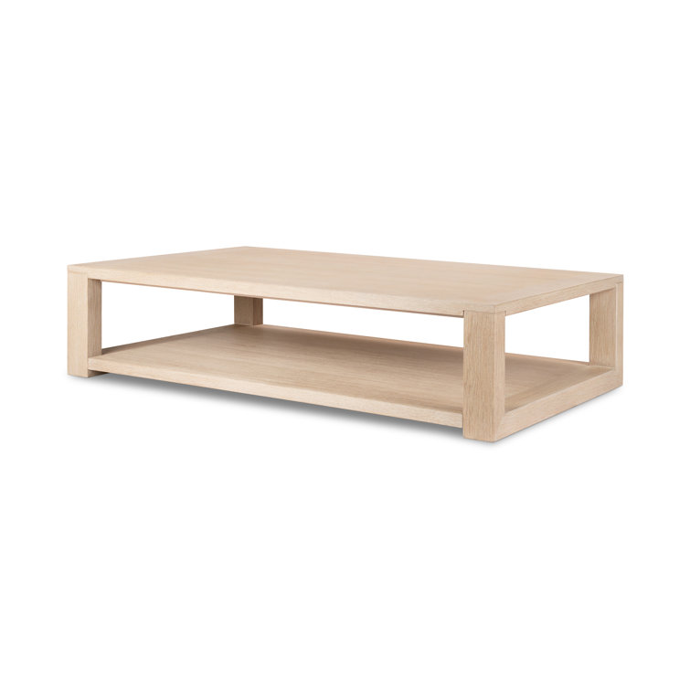 Natural Rectangular Wood Coffee Table with Storage