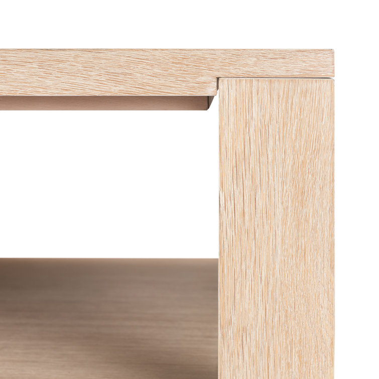 Natural Rectangular Wood Coffee Table with Storage