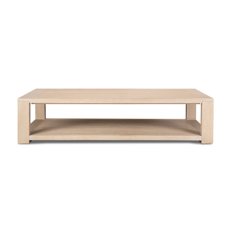 Natural Rectangular Wood Coffee Table with Storage