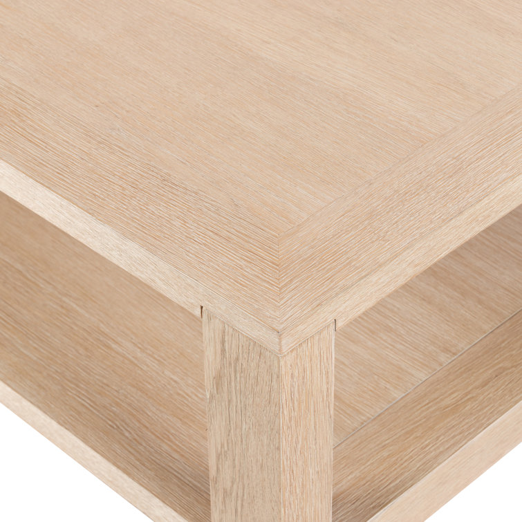 Natural Rectangular Wood Coffee Table with Storage