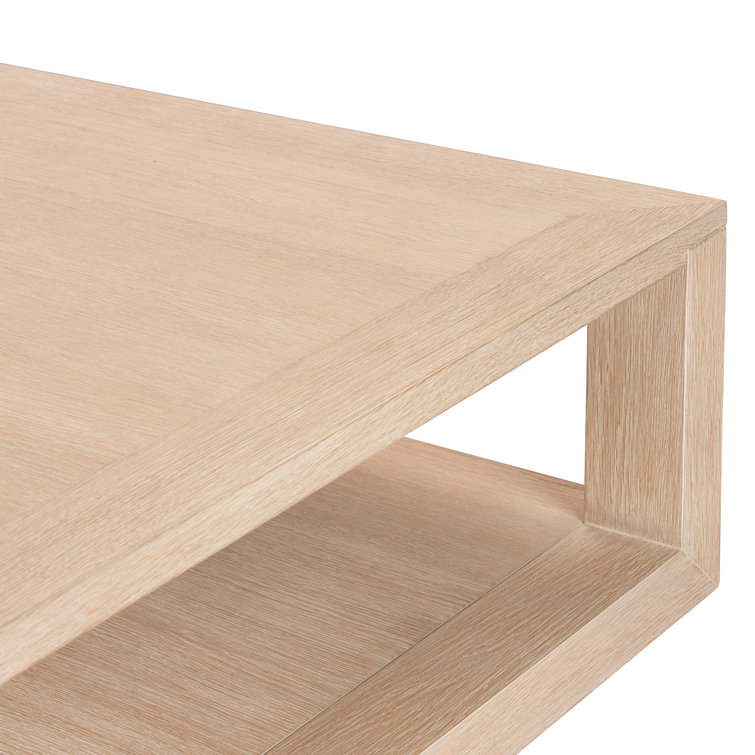 Natural Rectangular Wood Coffee Table with Storage