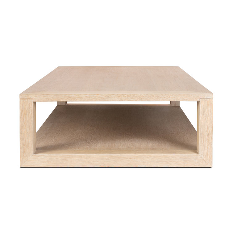 Natural Rectangular Wood Coffee Table with Storage