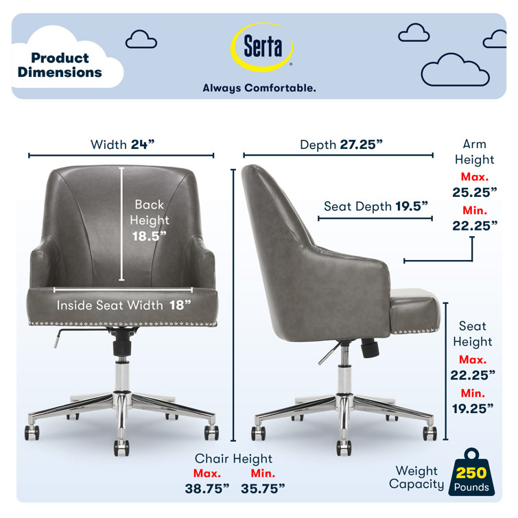 Leighton Mid-Back Gray Bonded Leather Swivel Office Armchair