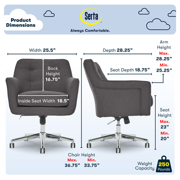 Ashland Graphite Mid-Back Executive Swivel Office Chair with Wood Frame
