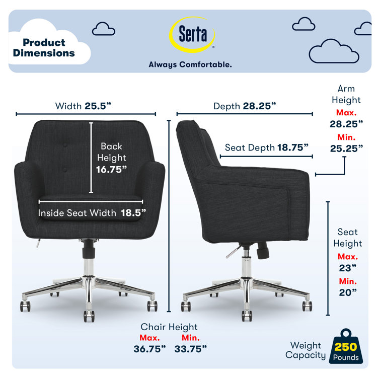Ashland Charcoal Fabric Mid-Back Swivel Office Chair with Chrome Base