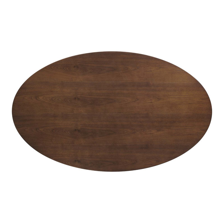 Walnut and Black Oval Mid-century Modern Dining Table