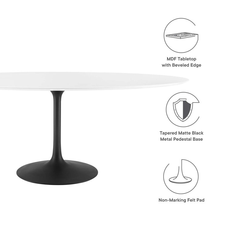 Lippa 78" White Wood Oval Dining Table with Black Base