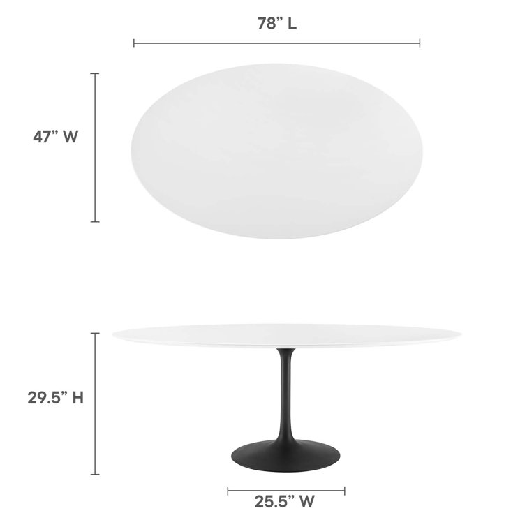 Lippa 78" White Wood Oval Dining Table with Black Base