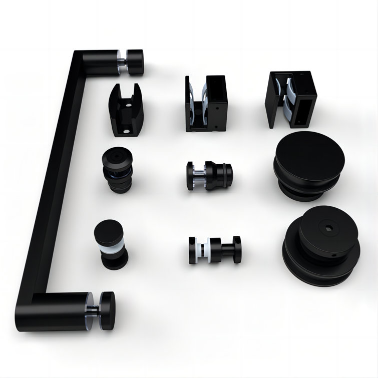 Matte Black Frameless Sliding Shower Door with Clear Tempered Glass