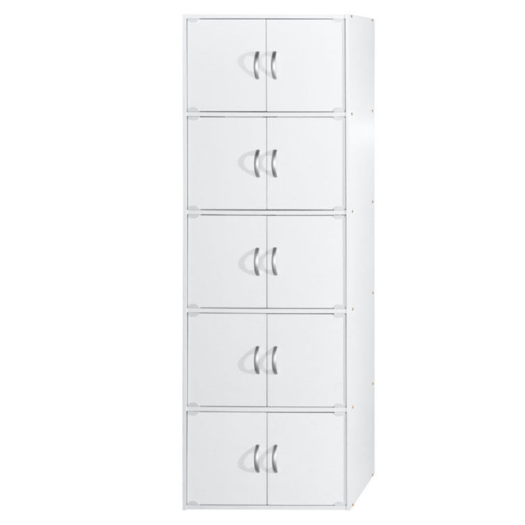 70.1" White Lockable Office Storage Cabinet with Shelves