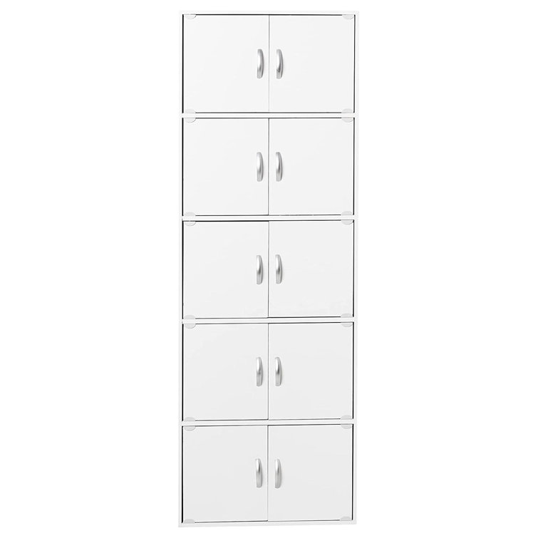 70.1" White Lockable Office Storage Cabinet with Shelves