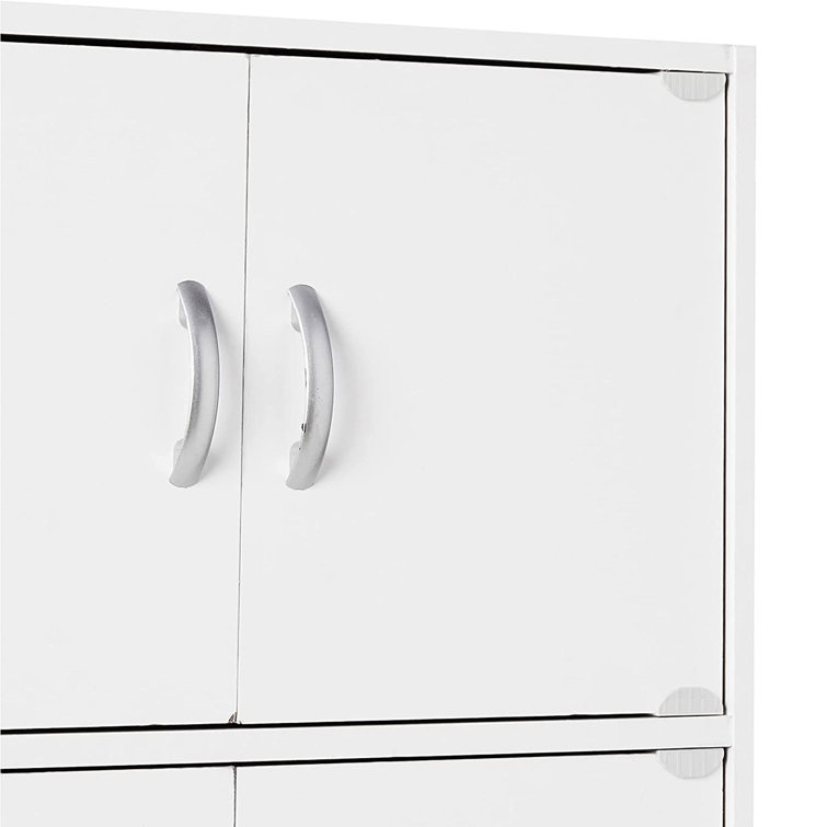 70.1" White Lockable Office Storage Cabinet with Shelves
