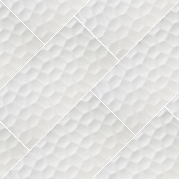 White 12'' x 24'' Ceramic Marble Look Wall Tile