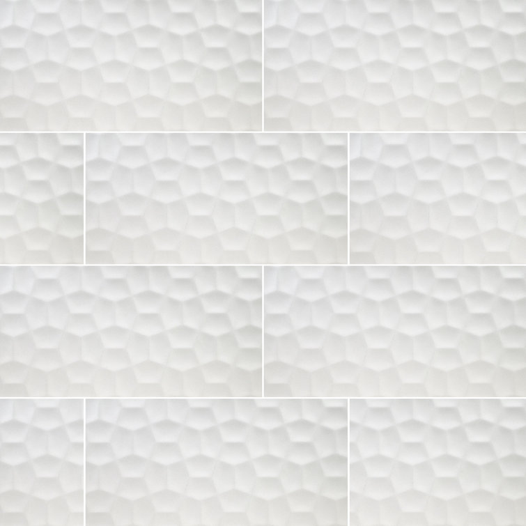 White 12'' x 24'' Ceramic Marble Look Wall Tile