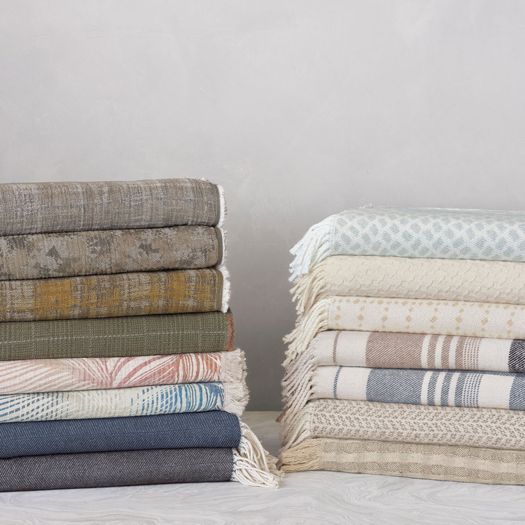 Sybil Light Blue Geometric Cotton Throw Blanket