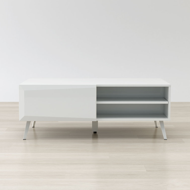 White Gloss Rectangular Coffee Table with Storage